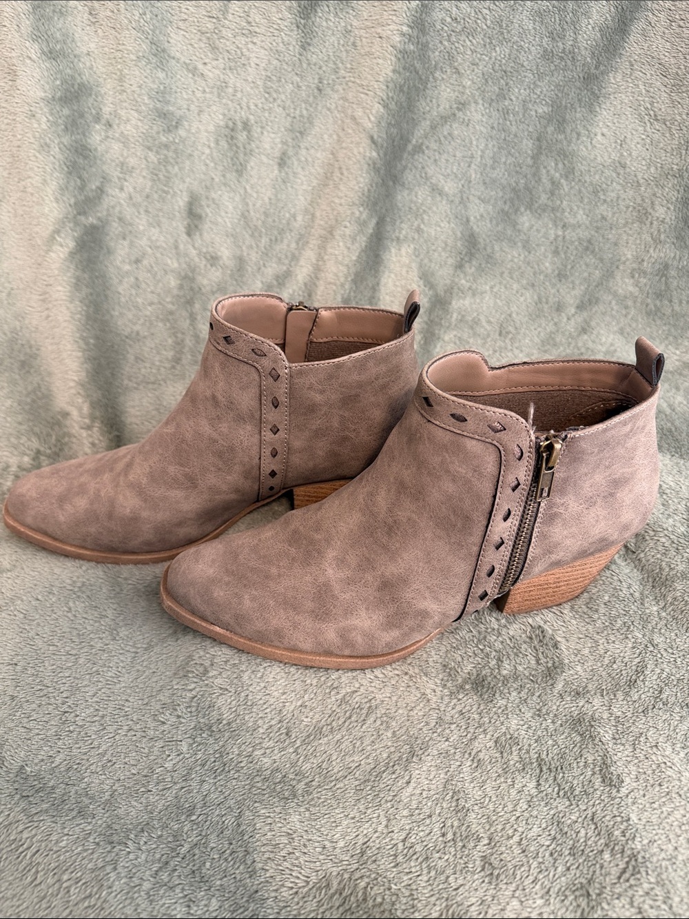 Jellypop Dusty Taupe Faux Suede Ankle Booties with Side Zip